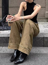 Easy Sleek Classic Khaki Bell Leg Denim