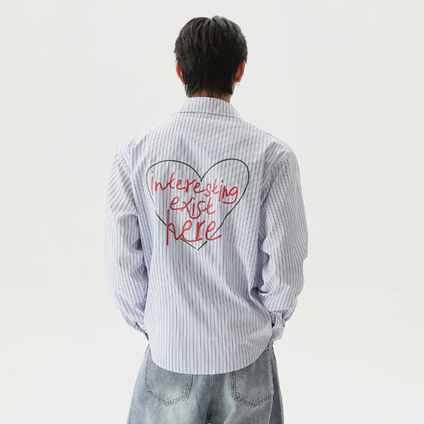 Vertical Script Stripe Long Sleeve Top alternatif görünüm