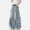 Western Style Multi Pockets Bell Leg Denim