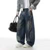 Raw Edge Printing Contrast Color Bell Leg Denim