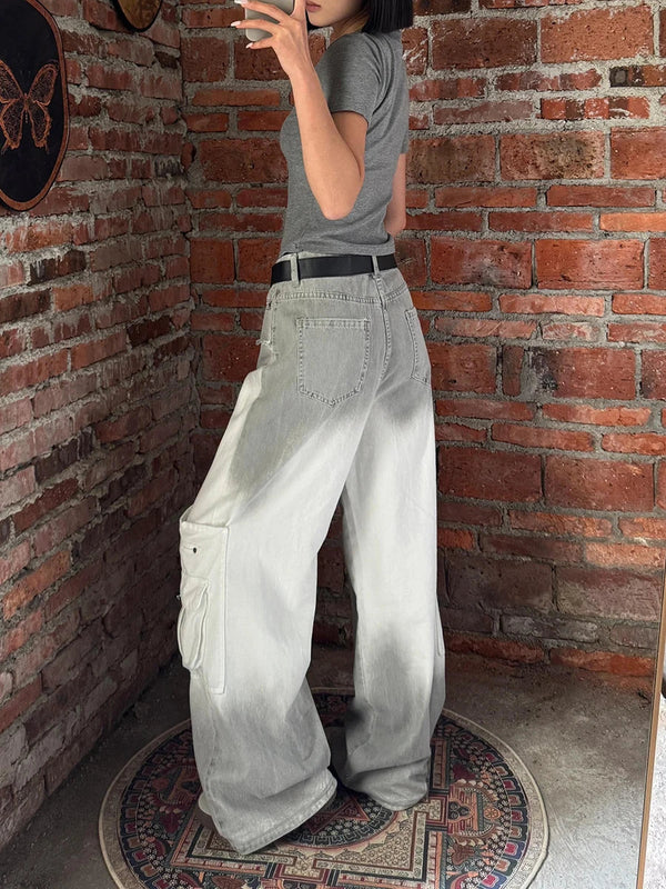 2000s Classic Gradient Street Denim Jeans alternatif görünüm