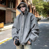 Front view of the dark gray Oversized Zip-Up Hoodie