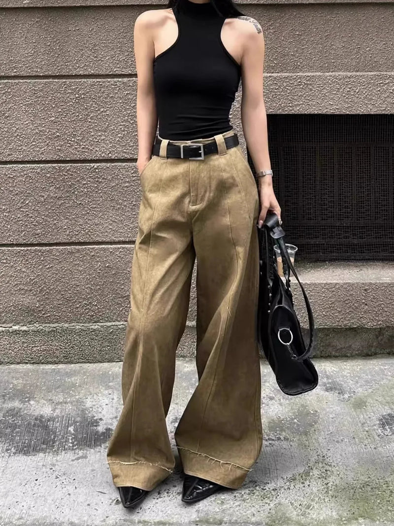 Easy Sleek Classic Khaki Bell Leg Denim