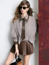 Tied Hem Asymmetric Stripe Woven Shirt