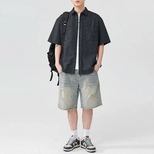 Versatile Stripe Casual Street Short Top