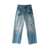 Vintage Yıkanmış Yırtık Detaylı Jean Pantolon, yakın çekim — Navra Wear