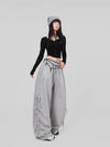 Soft Gray Cord Hip-Hop Trousers