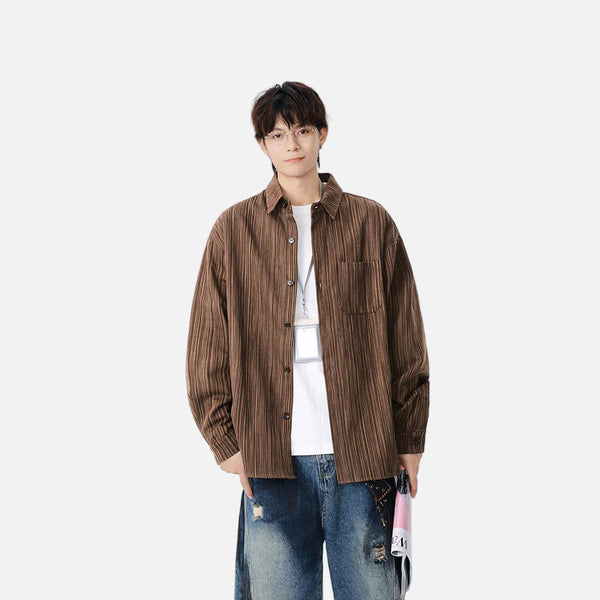 Pin-Line Vertical Stripe Casual Shirt