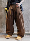 Yıkanmış Yırtık Detaylı Wide Leg Jean Pantolon, yakın çekim — Navra Wear