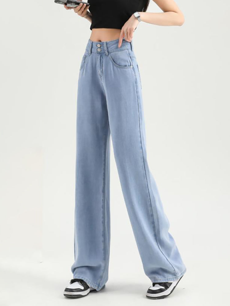 Women Comfort Thin Summer Style High-Rise Denim