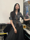 Knot-Front Button-Up Casual Top