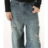 Metro Rinse Irregular Hole Relaxed Denim