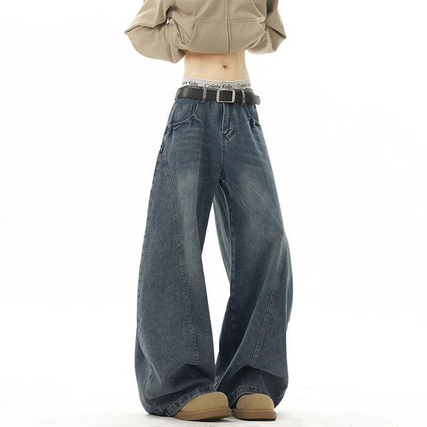Dark Blue Bell Leg Denim alternatif görünüm