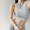 Knitted Letter Embroidery Midriff Tank Top
