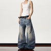 Heritage Rinse Blue Textured Wide Denim