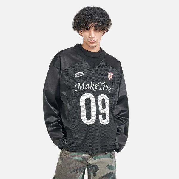 Power-Print Patterned Mesh V-Neck Long Sleeve T-Shirt alternatif görünüm