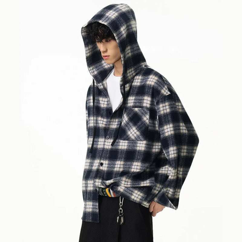 Heavyweight Plaid Hooded Retro Shirt