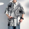 Mens Ice Silk Retro Print Relaxed Top