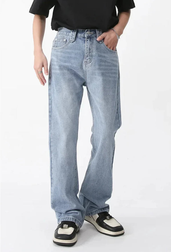 High-Rise Bell Denim Trousers Denim