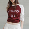 Contrast Burgundy Long Sleeve T-Shirt