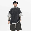Retro-Faded Fragment Ripped Sleeve T-Shirt