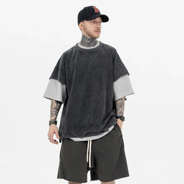 Retro-Faded Fragment Ripped Sleeve T-Shirt alternatif görünüm