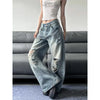 Durable 2000s High-Rise Torn Blue Bell Leg Denim