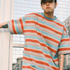 Men Weekend Old School Retro-Faded Line-Pattern Hip Hop T-Shirt
