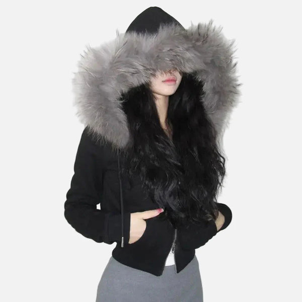 Plush Mixed Zip Hoodie