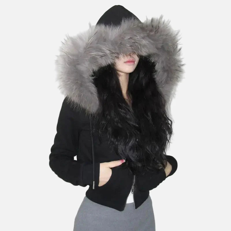 Plush Mixed Zip Hoodie