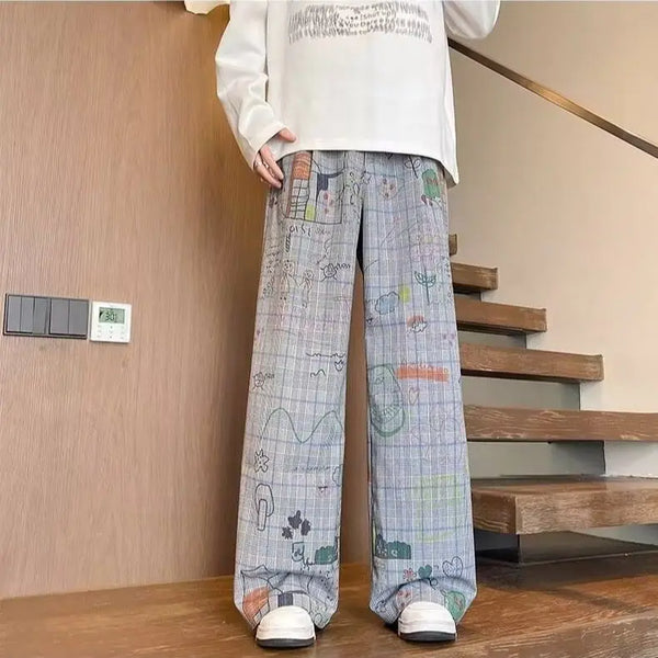 Graffiti Print Wide-Leg alternatif görünüm