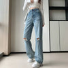 Yırtık Detaylı Kore Baskılı Jean Pantolon, yakın çekim — Navra Wear