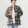 Dual-Tone Plaid Cotton Long Street Top