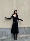 Yedinas Obsidian Black Sheer Long T-Shirt