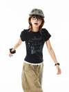 Digital-Age Chic Hip Hop Print Pattern Short Sleeve T-Shirt