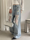 Women Classic Chic Tie Relaxed Denim