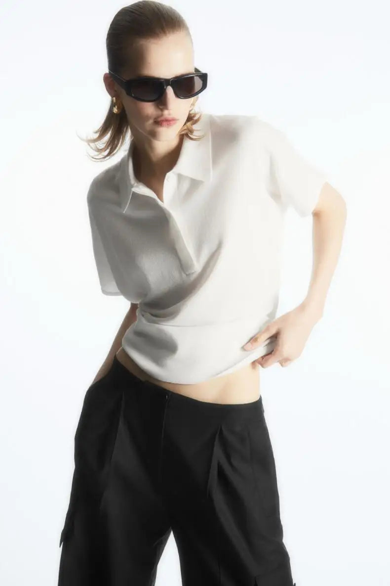 Ethereal New Style Everyday Batsleeve Placket-Neck T-Shirt
