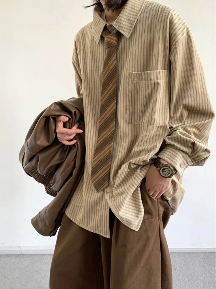 Broad Stripe Oversize Button-Front Top