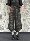 Airy 90s Style Woodland Utility Denim Shorts