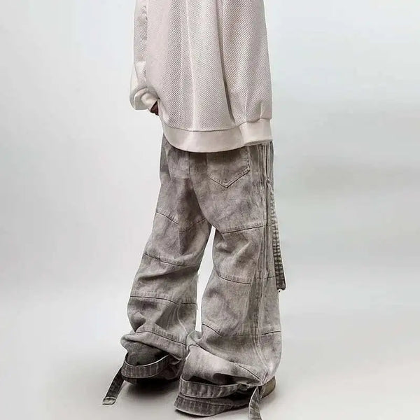 Modern Worn-Out Design Relaxed Bell Leg Denim alternatif görünüm