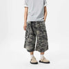 Heavy-Duty Woodland Field Relaxed Wide Leg Denim Shorts