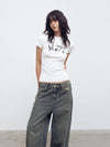 Time-Worn Letter Print Everyday Cotton T-Shirt