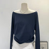 Cotton One-Shoulder Cozy Long Top