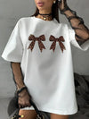 Girl Russian Bow Print Leopard T-Shirt