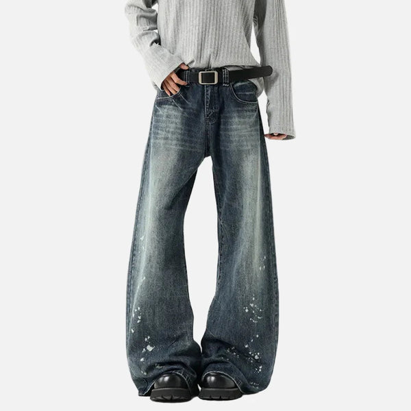 Metro Paint Splash Bell Leg Rinse Denim