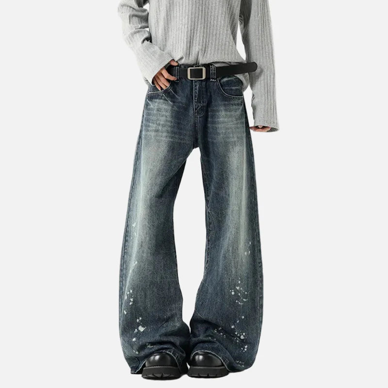 Metro Paint Splash Bell Leg Rinse Denim