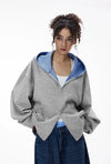 Ekose Oversize Sweatshirt, yakın çekim — Navra Wear