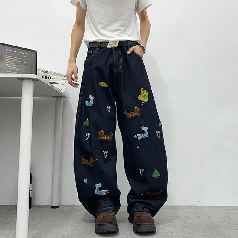 High-Quality Cute Mosaic Relaxed Classic Denim
