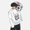 Power-Print Patterned Mesh V-Neck Long Sleeve T-Shirt