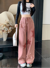 Women Stellar Pink Letters Printed High Waisted Denim